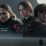 Vista aérea de las montañas en Death Stranding