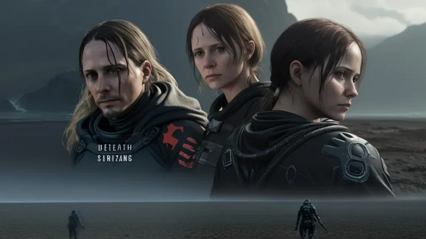 Vista aérea de las montañas en Death Stranding